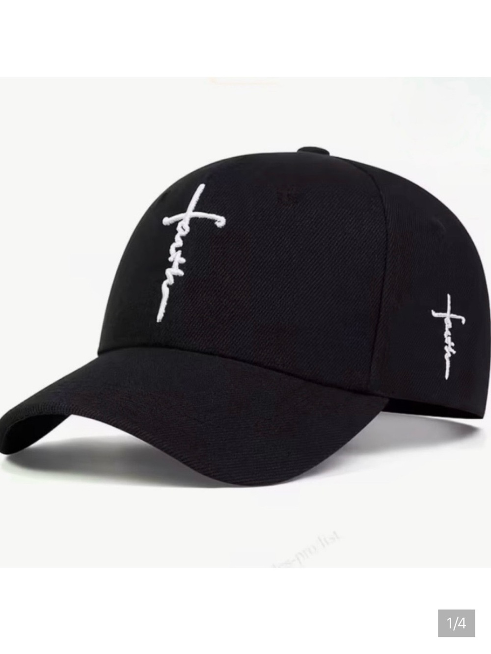 Black Unisex Cap with White “Faith” Embroidery New
